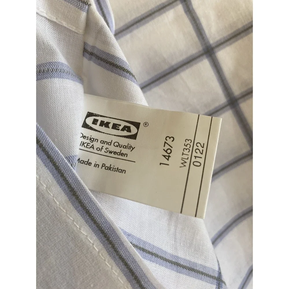 Ikea 2 King pillow case shams NWOT white blue checked windowpane grid pattern